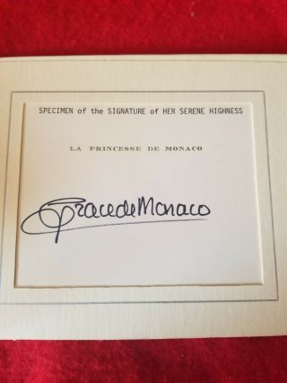 Princess Grace Of Monaco Signed 3 X 5 Card