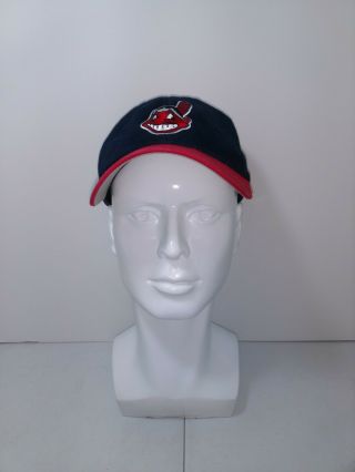 Mlb Cleveland Indians Baseball Chief Wahoo Logo Adjustable Hat Adult Blue