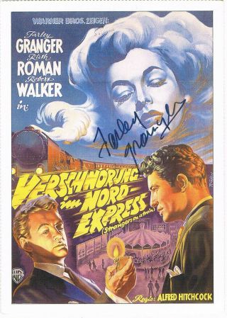 Farley Granger 1925 - 2011 Autograph Signed Cinema Movie Poster Card 4 " X5.  5 "