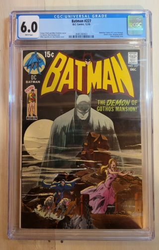Batman 227 Cgc 6.  0 White Pages Neal Adams Classic Cover Key Iconic Cover