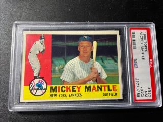 1960 Topps 350 Mickey Mantle York Yankees Hof Psa 7 (oc) " Nicely Centered”