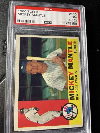 1960 Topps 350 Mickey Mantle York Yankees HOF PSA 7 (OC) 