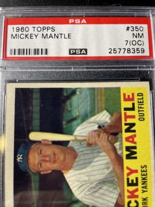 1960 Topps 350 Mickey Mantle York Yankees HOF PSA 7 (OC) 