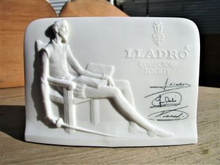 Lladro Collectors Society Don Quixote Porcelain Shell Plaque Signed 1985 Spain