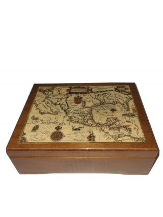 San Francisco Music Box Company - Music Box With Map Of Mexico - Plays Great