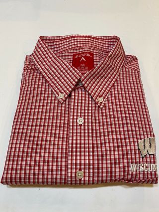 Wisconsin Badgers Ls Button Front Shirt By Antigua Men 