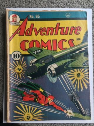 Rare 1941 Golden Age Adventure Comics 65 Classic Starman Cover