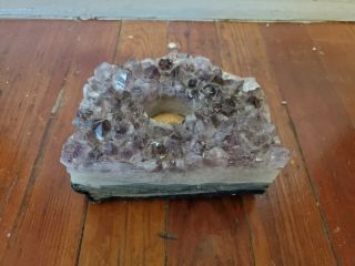 Natural Rough Amethyst Crystal Cluster Tea Dark Violet Candle Holder 4.  5 Lbs