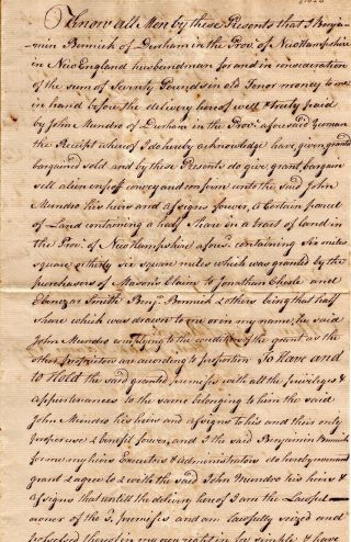 1761,  Durham,  N.  H. ,  Benjamin Bennick,  Of Land Shares,  Josiah Adams Signed