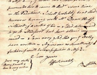1790,  Cambridge,  Harvard,  Rev.  Benjamin Abbott,  letter signed, 2