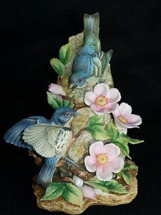 Lovely Andrea By Sadek Japan Bisque Tall Bird Figurine Warblers