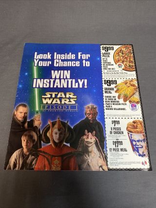 1999 Promo Ad Star Wars Episode 1 The Phantom Menace By Kfc Taco Bell Pizza Hut
