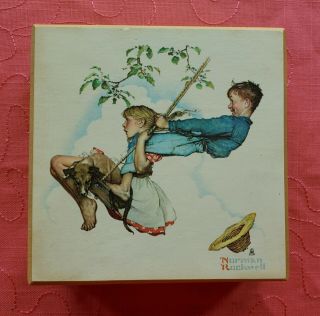 Norman Rockwell Wooden Music Box By Schmid " Fly Me To The Moon "