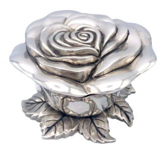 Vintage Godinger Silver Plated Rose Jewelry Trinket Box Victorian Bouquets 4.  5 "
