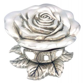 Vintage Godinger Silver Plated Rose Jewelry Trinket Box Victorian Bouquets 4.  5 