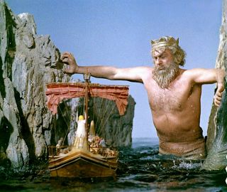 1963’s Jason & The Argonauts Triton,  Argo & Clashing Rocks Color 8x10 Scene