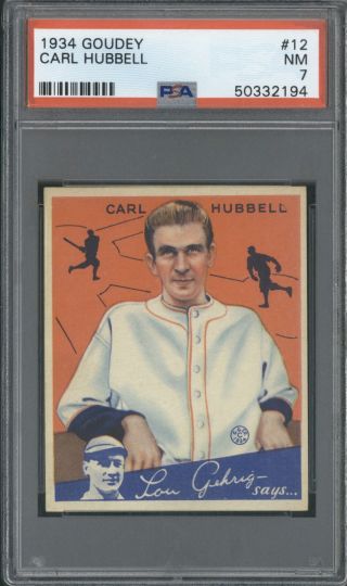 1934 Goudey 12 Carl Hubbell Psa 7 Nm