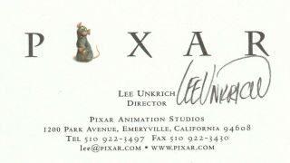 Former Pixar Director Lee Unkrich Signed Business Card Finding Nemo,  Toy Story 2