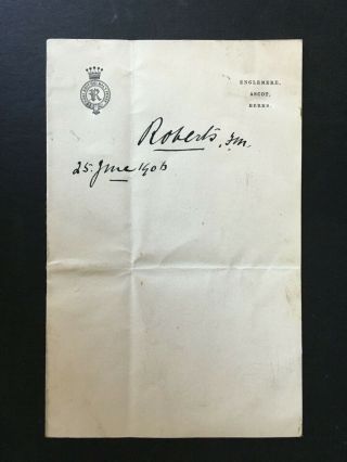 Frederick Sleigh Roberts - Army Field Marshal - Boer War - Signed Letterhead