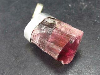 Pink Tourmaline Sterling Silver Crystal Pendant From Brazil - 1.  3 "