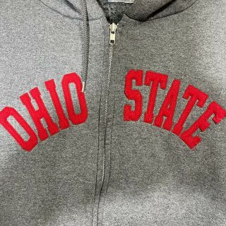 Vintage Champion Ohio State University Buckeyes OSU Full Zip Gray Hoodie 2XL 3
