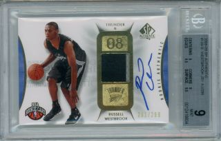 2008 - 09 Sp Authentic Auto Patch 139 Russell Westbrook 261/299 Lakers Bgs 9 / 9