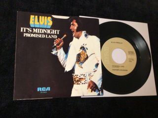 Elvis Presley 45 Pb - 10074 Promised Land/its Midnight Rare Tan Very