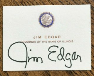 Jim Edgar,  Governor Of Illinois 1991 - 99,  Signed Signature Card,  3 - 1/2 X 2 - 1/4