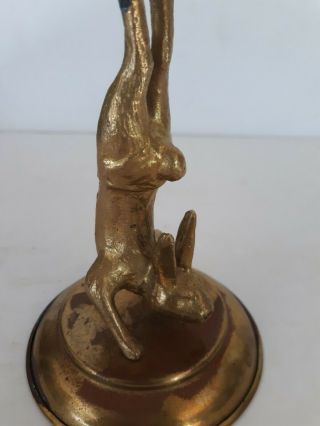 Vtg Arthur Court 1977 Brass Wood Ball Rabbit Bunny Candle Stick Holder 6.  75 