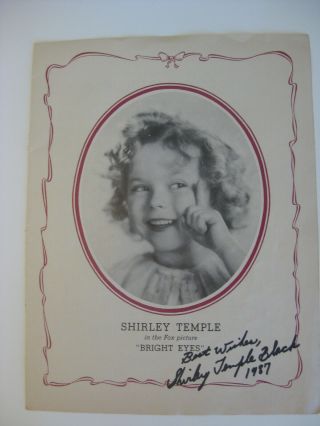 Shirley Temple - Rare Autographed 1934 Sheet Music - " Lollipop " Hand Signed