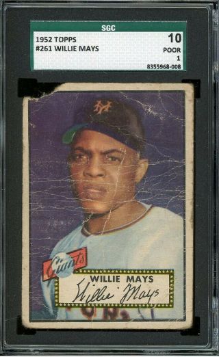 1952 Topps 261 Willie Mays Sgc 10 1