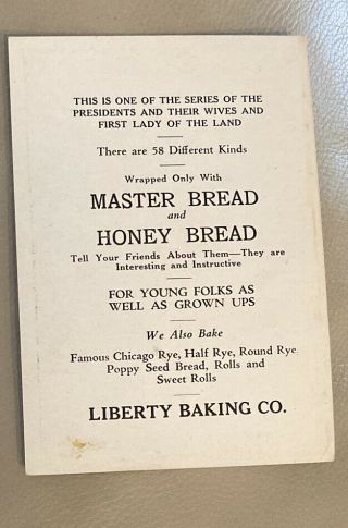 Liberty Baking Company Presidents Cards Advertisement Vintage Calvin Coolidge 2
