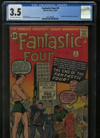 Fantastic Four 9 - 3.  5 CGC - Third Silver Age appearance of the Sub - Mariner 2