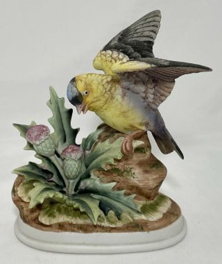 Andrea By Sadek Porcelain Gold Finch 7703 Bird Figurine 6.  25 " Vintage Made Japan