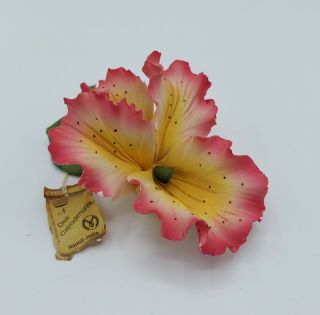 Capodimonte Porcelain Orchid Flower On Stem Lovely Details