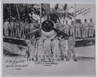 8x10 Signed By Three Members Of The W.  W.  Ii Blacksheep Squadron