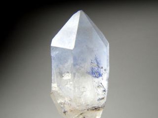 Rare Blue Dumortierite In Quartz,  Small Double Terminated Crystal,  Mineral
