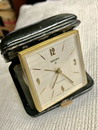 Vintage Swiza 8 Day Travel Clock,  15 Jewel Lever.