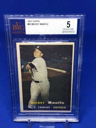 1957 Topps Mickey Mantle Bvg Bgs 5 95 York Yankees Hof