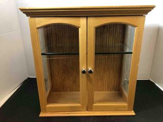 Blond Wood 10 " Curio Cabinet 2 Shelf Glass Door & Frosted Sides Table/wall