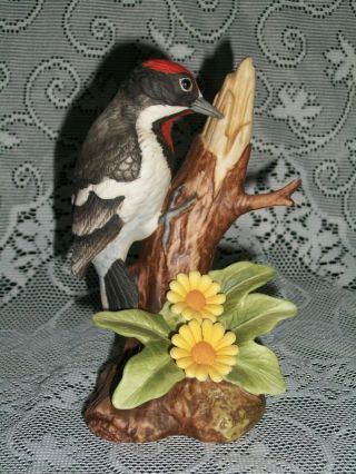 Vintage Andrea By Sadek Japan Porcelain Downy Woodpecker Figurine 9386
