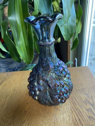 Vintage Iridescent Imperial Glass Vase Carafe Grapes