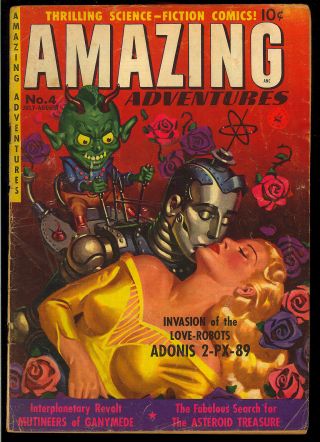 Adventures 4 Classic Robot Cover Pre - Code Ziff - Davis Comic 1951 Gd - Vg