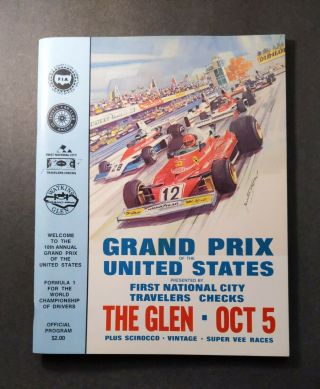 1975 Grand Prix Of The United States Program Watkins Glen Ny Formula 1 Racing