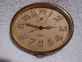 Vintage E.  Gubelin Lucerne Travel Alarm 15 J 1408 Clock Or Restore