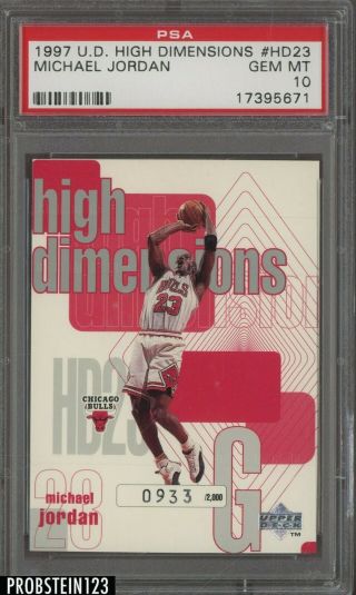 1997 Upper Deck High Dimensions Michael Jordan Bulls Hof /2000 Psa 10 Gem