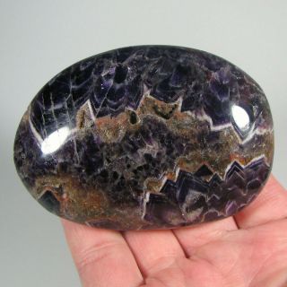 3.  4 " Purple Amethyst Crystal Polished Palm Stone - Morocco