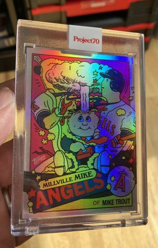2021 Topps Project 70 - Mike Trout,  56/70 Rainbow Foil Ermsy Gpk 357 Adam Bomb