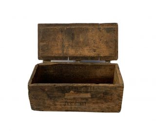 Vtg Dupont Explosives Dynamite Wood Box Lid Wooden Case Crate Lidded Antique