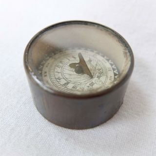 Antique Georgian Brass Pocket Sundial Compass Pantochronometer Dial C.  1840